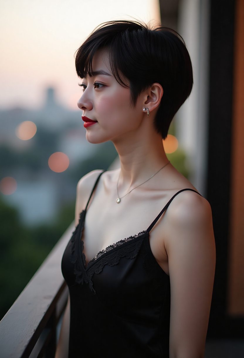 姥爷带小朋友在河边散步